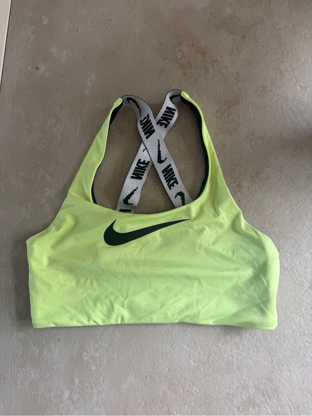 Perry Ellis Neon Lime Sports Bra with Branded Cross Straps